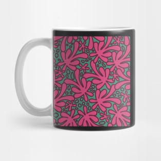 Modern abstract Matisse inspired design in beautiful dusky pink and burgundy on a green background Mug